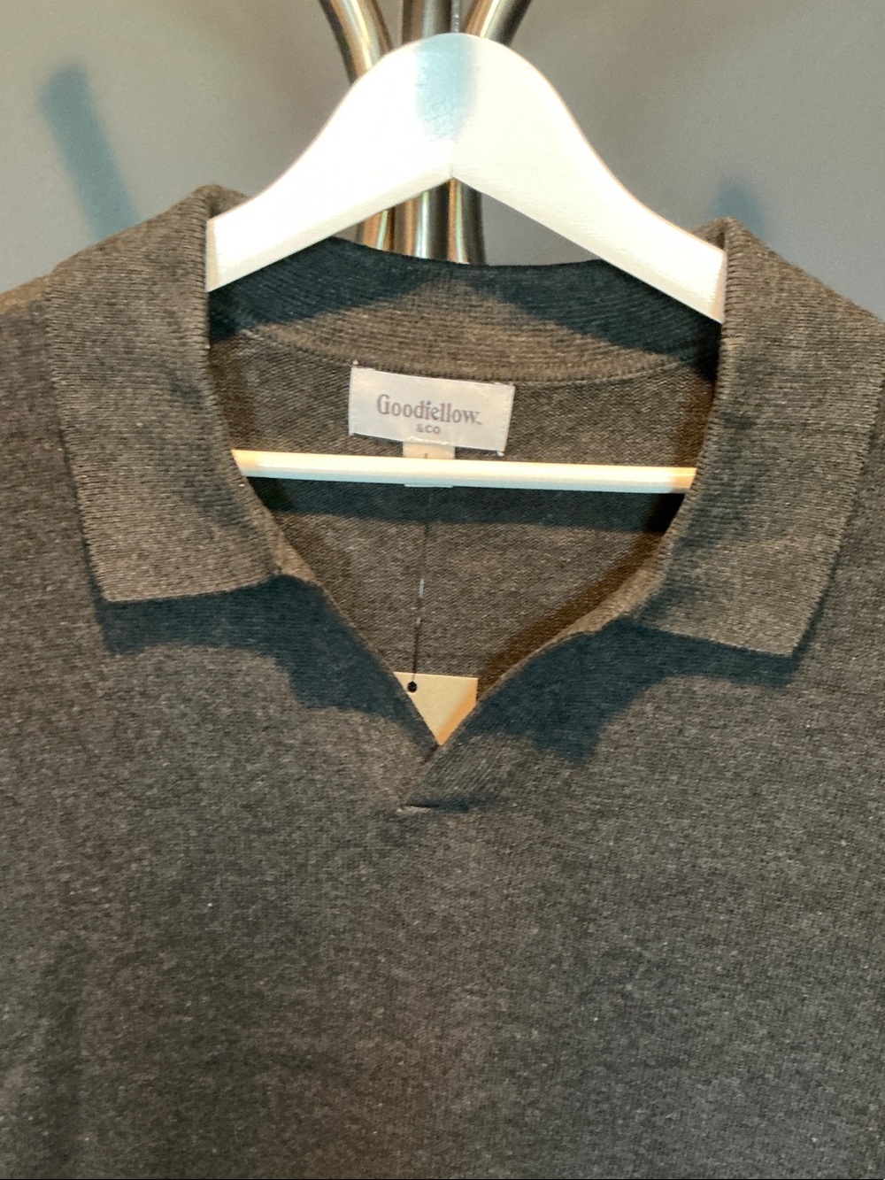 Men's Dark Charcoal Knit Polo - Picture 4 of 9